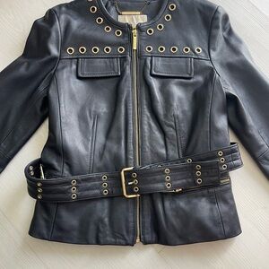 Black Leather Jacket Michael Kors